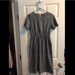 Cute below the knee striped dress!